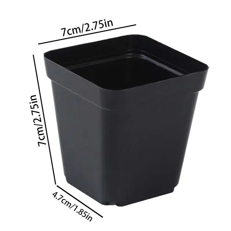 50pcs Starter Pots Plant Nursery Pots Seed Starting Pots Plastic Flower Plant Container Seedling Cups Square Black Seedling Pots Oasis Select
