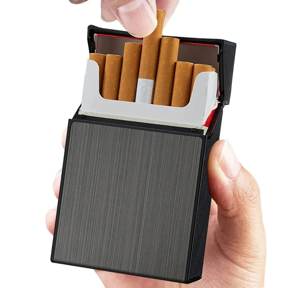 Portable Cigarette Case Metal Smoking Cigarette Box 20pcs Capacity Tobacco Holder Cigarettes Pack Cover Storage Box Men's Gadget Oasis Select