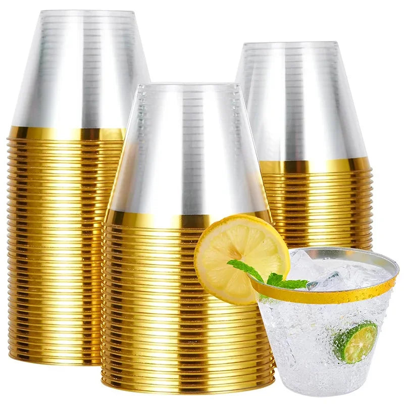 25PCS Disposable Champagne Clear Plastic Cup Outdoor Picnic Cup Drinking Cup for Parties Birthdays Weddings Cocktail Party Oasis Select