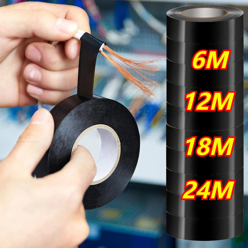 6m/roll Black Electrical Tape High-Temperature Resistant Electrical Tape Durable Soft Insulating Adhesive Electrical Tape Oasis Select