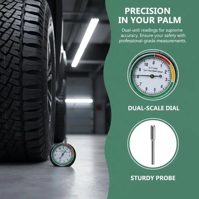Tire Tread Depth Gauge Car Tire Tread Meter Measurer High Accuracy Tyre Measure Tool Brake With Storage Bag Auto Accessories Oasis Select