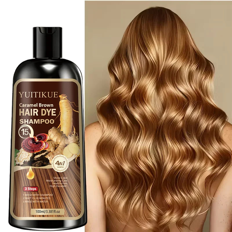 Herbal Hair Dye Shampoo – Reishi & Ginseng Gray Coverage Brown
