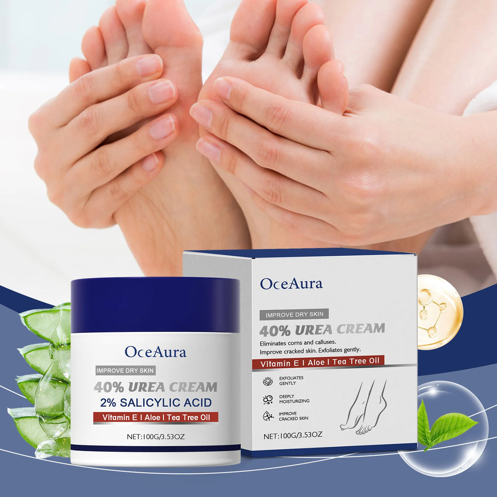 40% Urea Foot Cream Softening Dry Cracked Heels Deep Moisturizing Improve Roughness Remove Callus Exfoliation Foot Care Cream Oasis Select