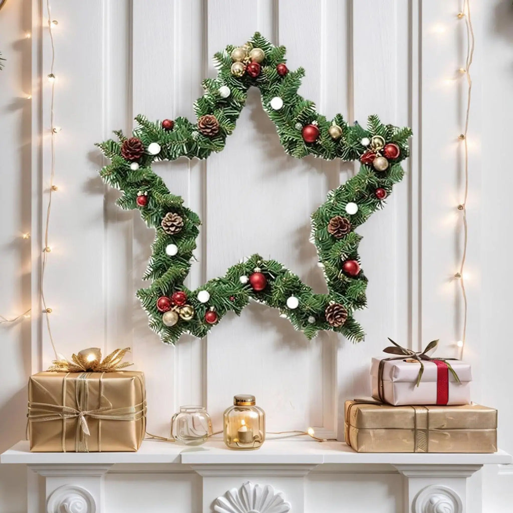 Wire Wreath Frames 5-pieces Star-Shaped Metal Frame 20cm Christmas Wreath Forms for Home Office Living Room Bedroom Window Door Oasis Select