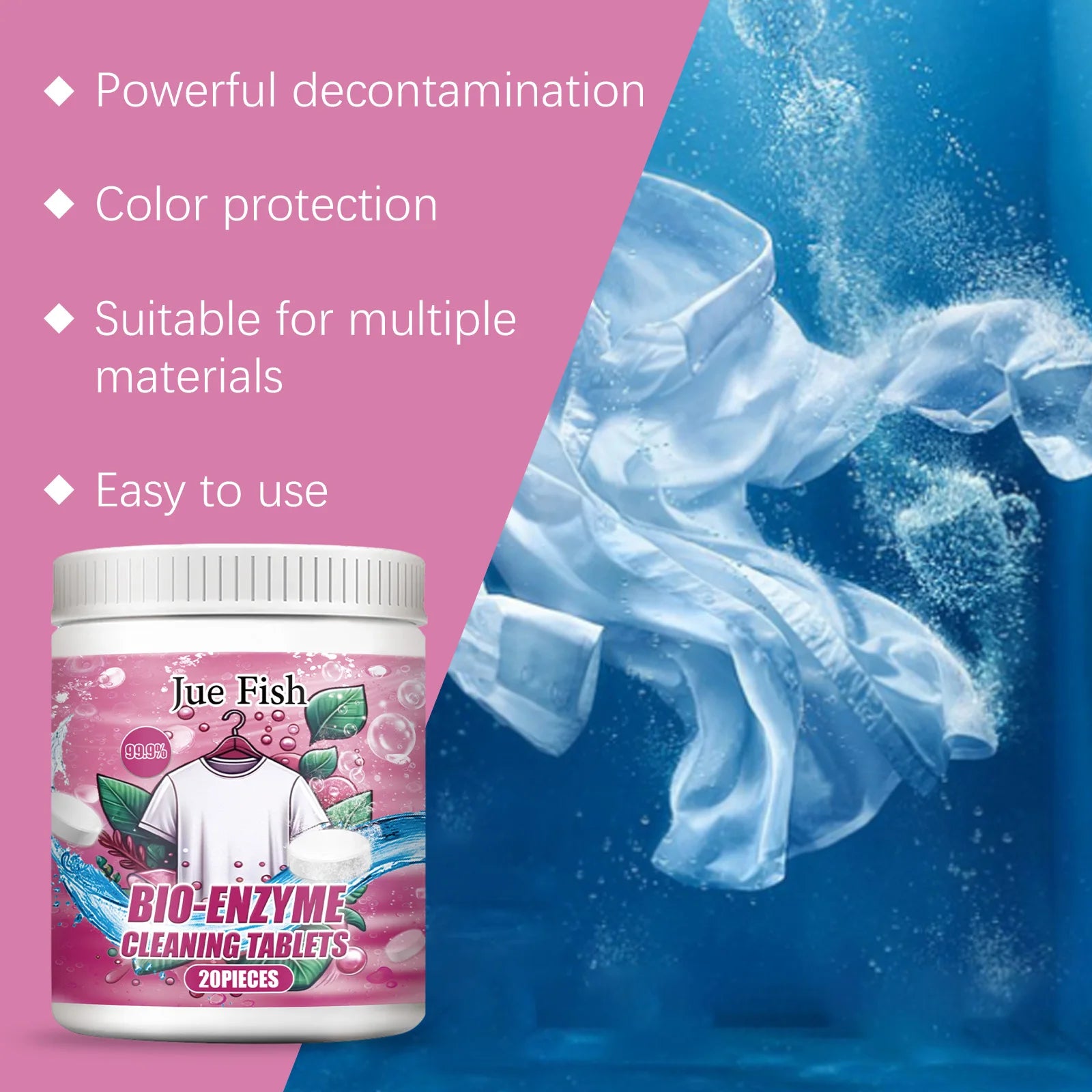 Bio Enzyme Cleaning Tablets Strong Decontamination Remove Stubborn Dirt Prevent Clothing Fading Whitener Clothing Stains Remover Oasis Select