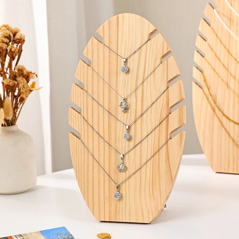 1pc wooden necklace large/small display rack, leaf shaped jewelry storage rack, desktop necklace bracelet display rack Oasis Select