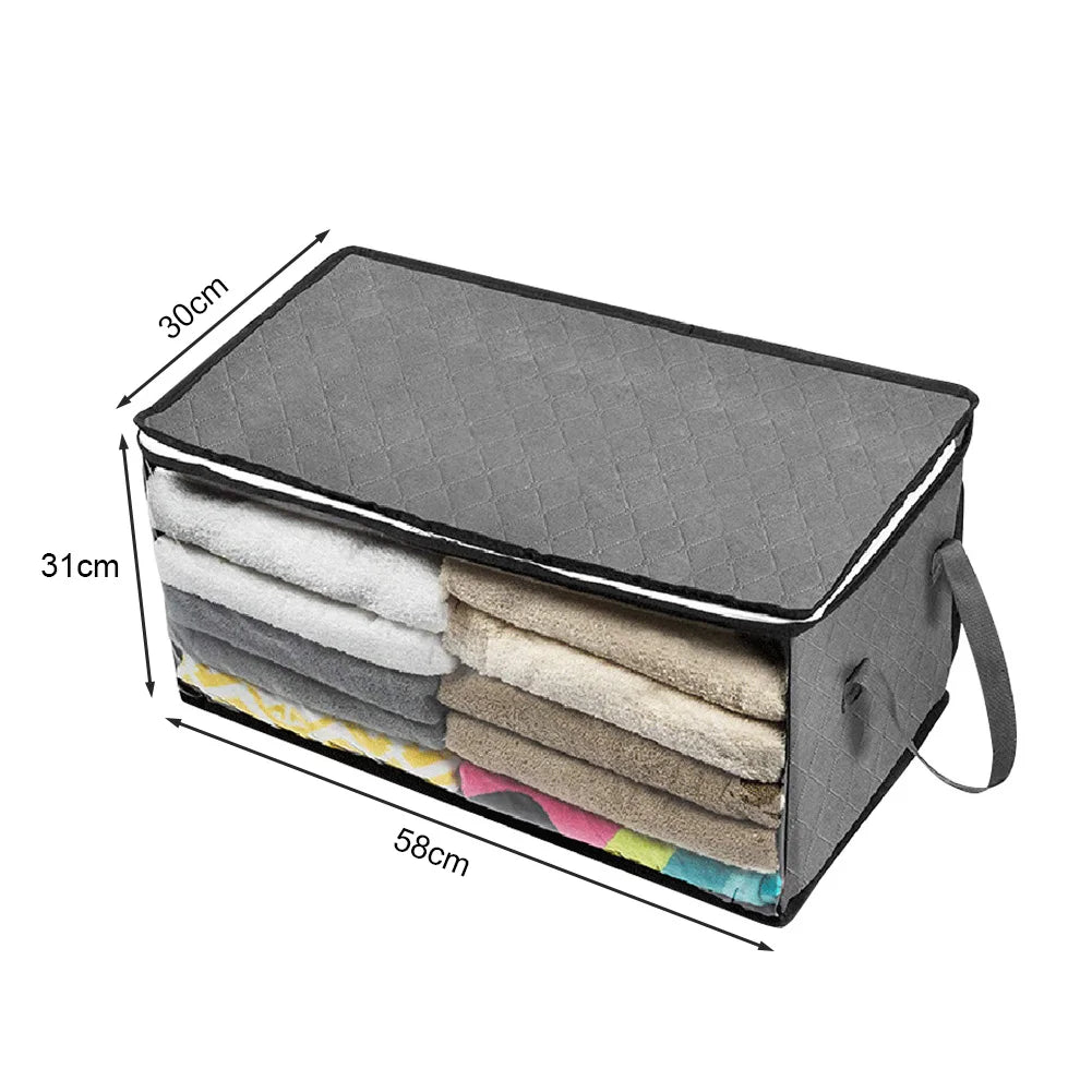 Large Capacity Clothes Storage Bag Non-Woven Foldable Quilt Storage Bag with Lids Zipper Wardrobe Clothing Organizer Sorting Box Oasis Select