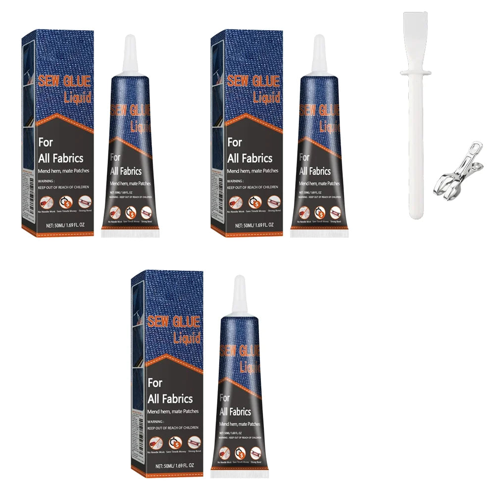 50ml Fabric Sewing Glue Fast Drying Clothes Mending Liquid Leather Repair Patches Kit With 2 Tools High Viscosity Craft Supplies Oasis Select 150ml