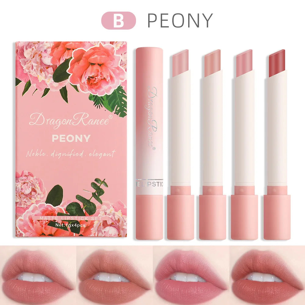 Dragon Ranee 4-Piece Velvet Matte Lipstick Set – Waterproof