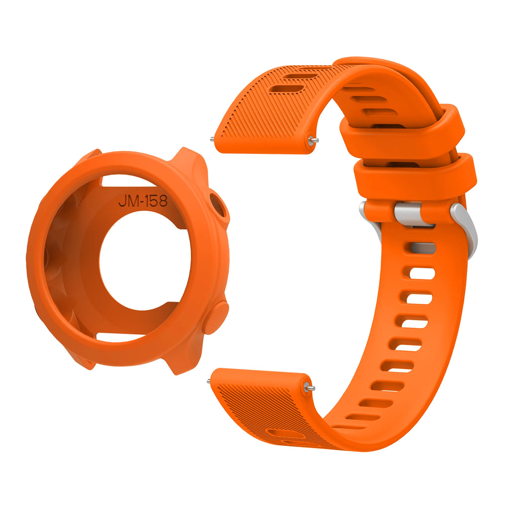 Silicone Band & Case for Garmin Forerunner 55 158 – 20mm Strap Watch Band & Case Oasis Select Orange Case Strap Forerunner 158 55
