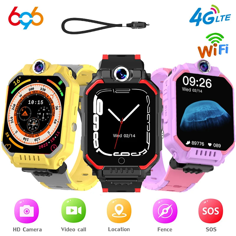 Children Smartwatch SOS Waterproof Smart Watches Students WIFI Positioning 4G Watch Kids Video Call 360 ° Rotating HD Camera Oasis Select