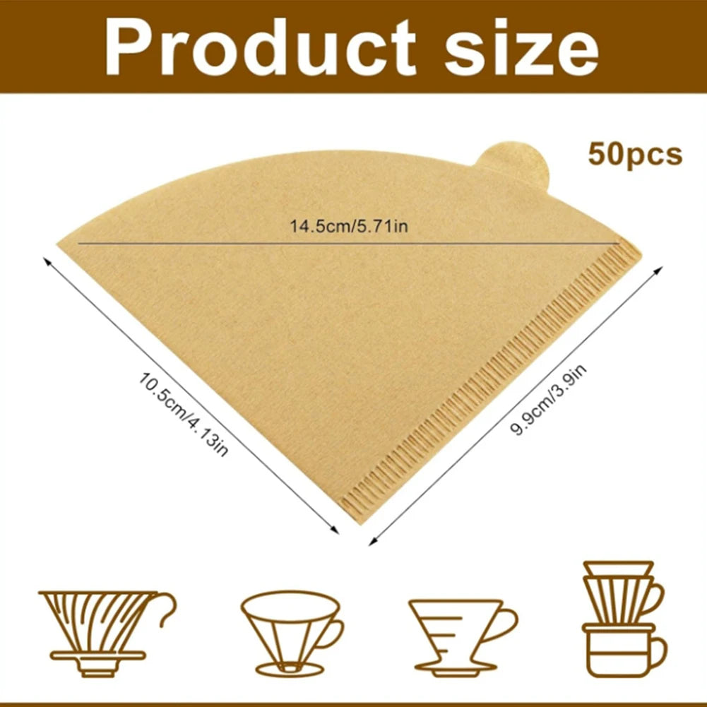 50/100pcs Coffee Filter Paper V-Shaped Cone Filter V01 02 For Pour Over Drip Coffee Filters Accessories Oasis Select