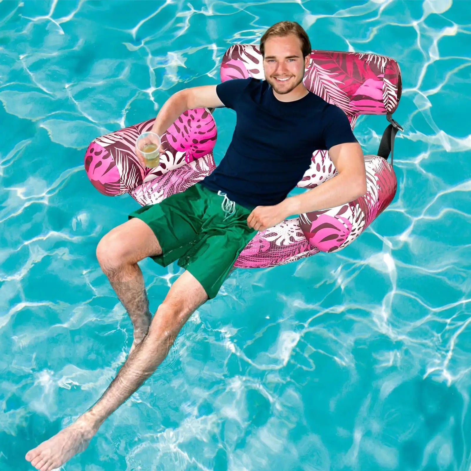 Inflatable Floating Lounger for Adult Floating water lounge bed Foldable swimming pool recliner Heavy-duty Pool Floats for Adult Oasis Select