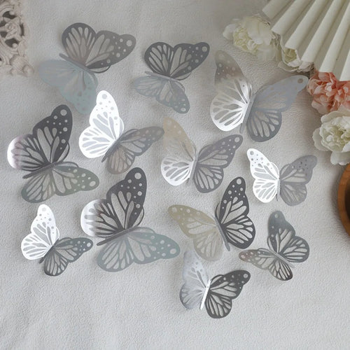 12Pcs 3D Hollow Butterfly Wall Decal Mirror Wall Stickers For Kids Room Home Wall Decoration Fridge Sticker Wedding Party Oasis Select