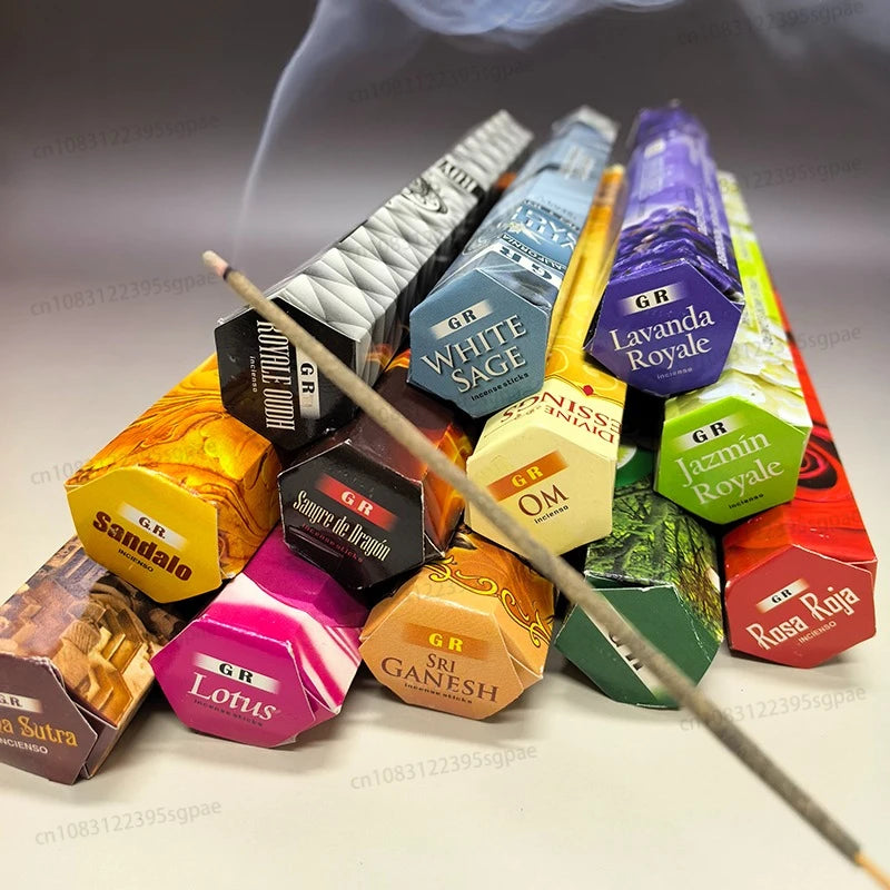 6 Small Box of Sandalwood Incense in A Large Box，GR Handmade Lavender/White Sage/Palo Santo Sticks Perfect for Home, Office Yoga Oasis Select