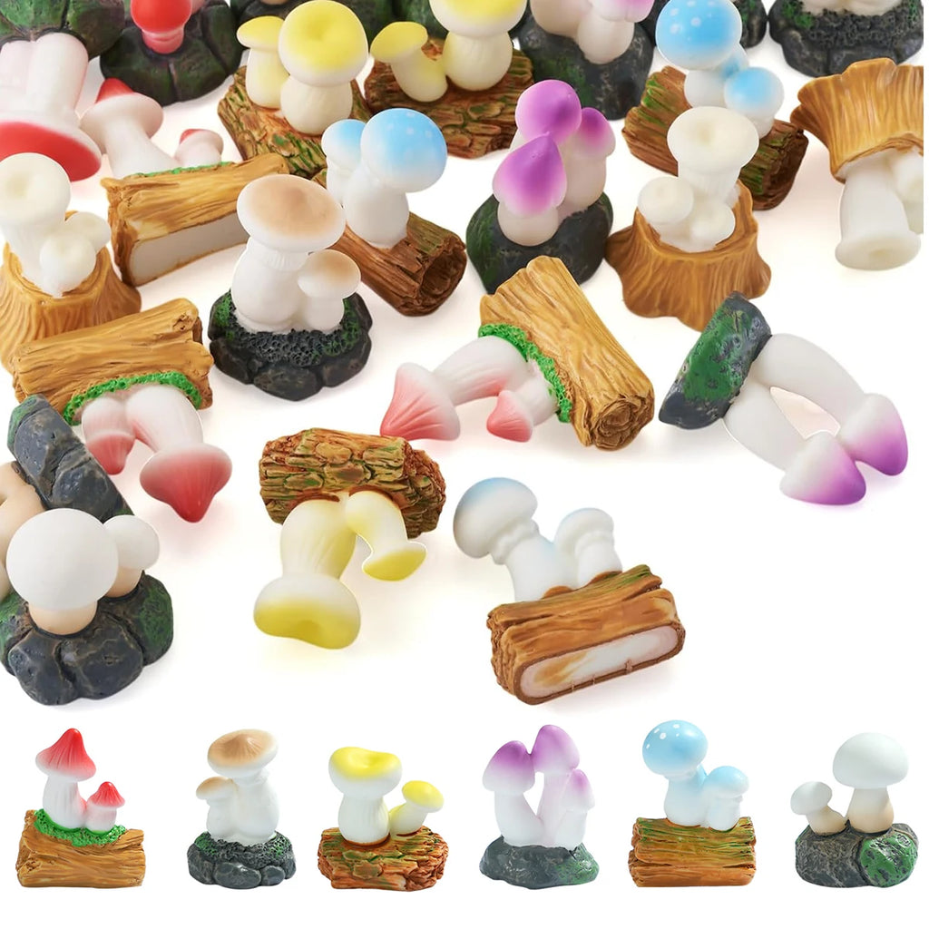 6/12PCS Mini Mushroom Figurines Resin Hand Painted Colorful Fairy Garden Terrarium Succulent DIY Micro Landscape Decor Gift Oasis Select