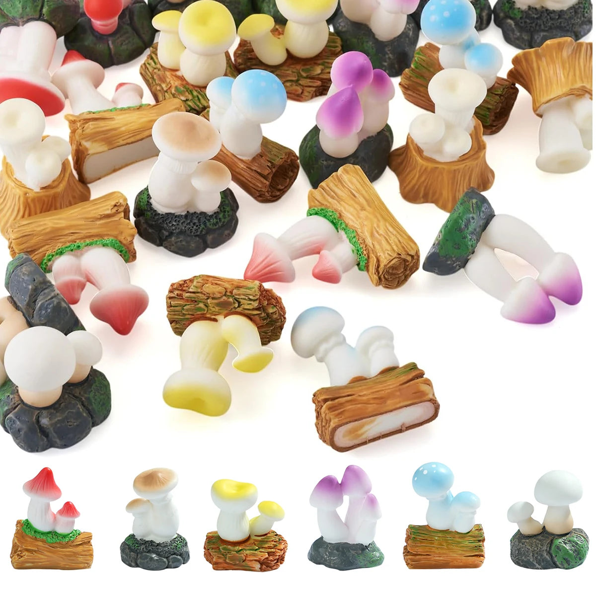 6/12PCS Mini Mushroom Figurines Resin Hand Painted Colorful Fairy Garden Terrarium Succulent DIY Micro Landscape Decor Gift Oasis Select
