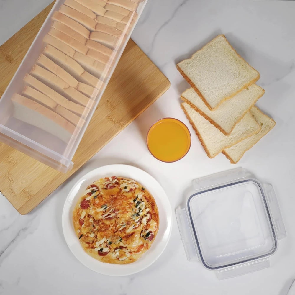 Airtight Bread Box with Drawer Tray & Sealing Lid – Clear Bread Storage Box Oasis Select