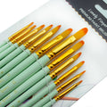 12pcs Filbert Watercolor Paint Brush Set Nylon Hair for Watercolors,Acrylics,Inks,Gouache,Oil and Tempera Oasis Select 12pcs Green Filbert