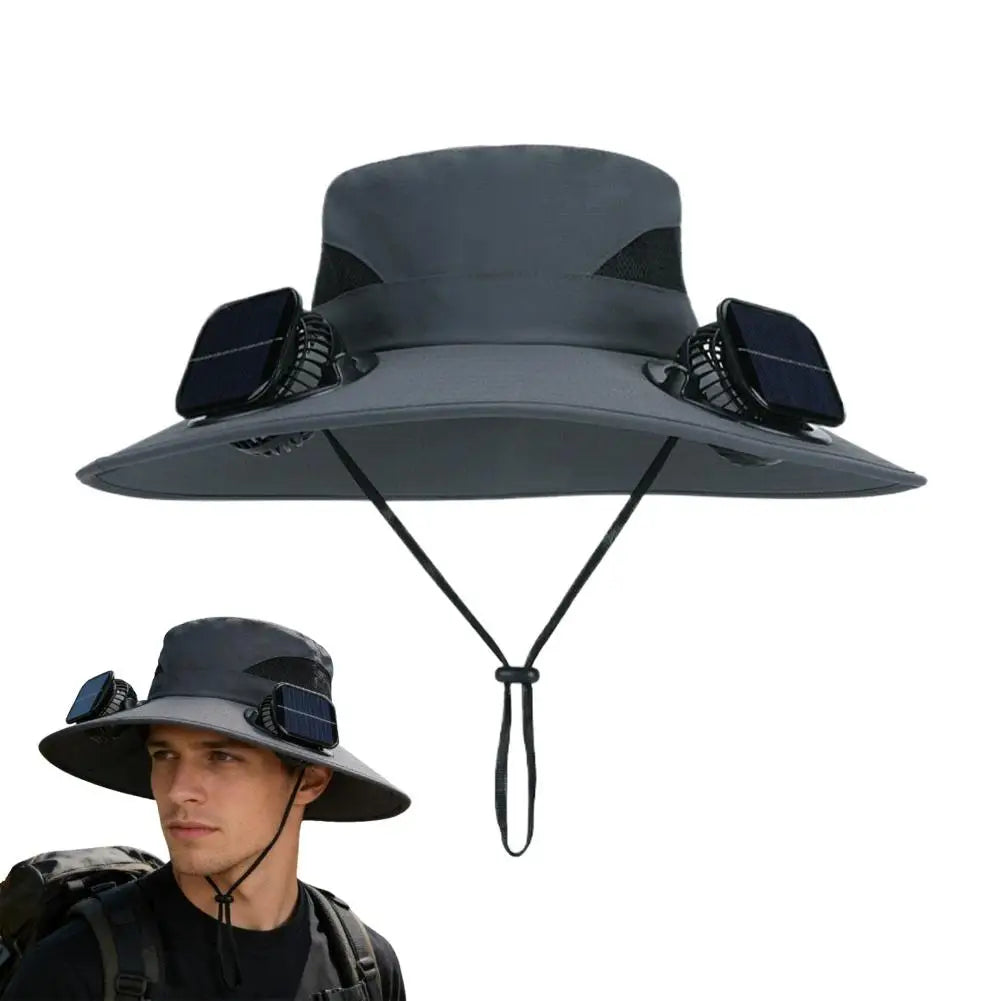 Solar Fan Hat – Wide Brim UV Protection & 3-Speed Cooling