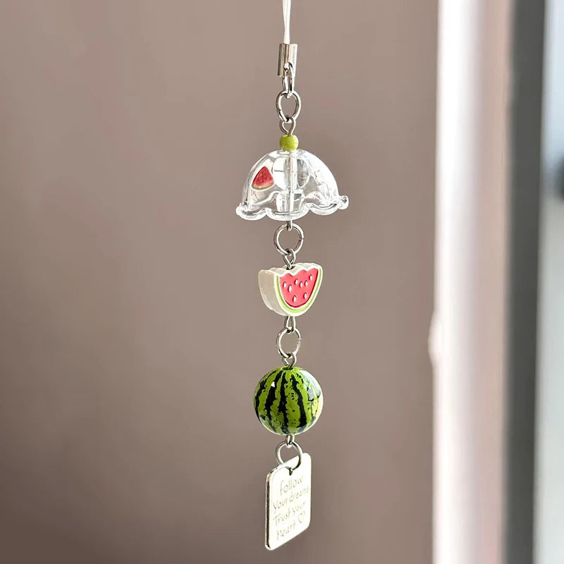 Transparent Keychain Cute Wind Chime Pendant Keyring Mobile Phone Lanyard Kawaii Bag Decorative Accessories Home Decorations Oasis Select A1