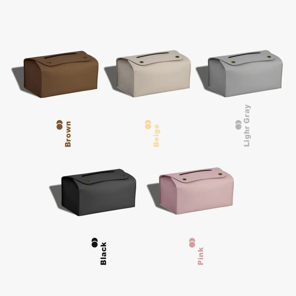 PU Leather Napkin Holder Tissue Bag Foldable Paper Organizers Box Oasis Select