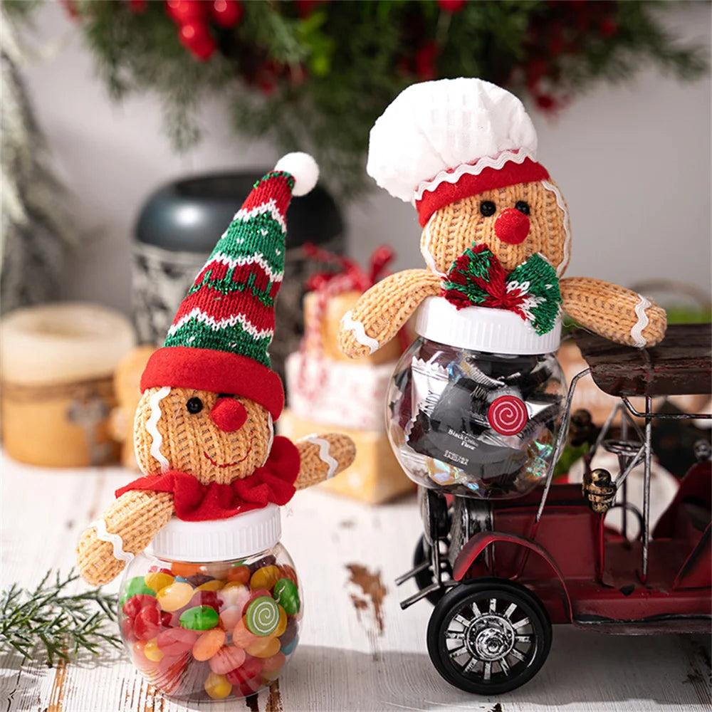 Christmas Candy Gift Box Cookies Snack Transparent Storage Jar Gingerbread Man Food Container Kids New Year Decoration Bottle Oasis Select