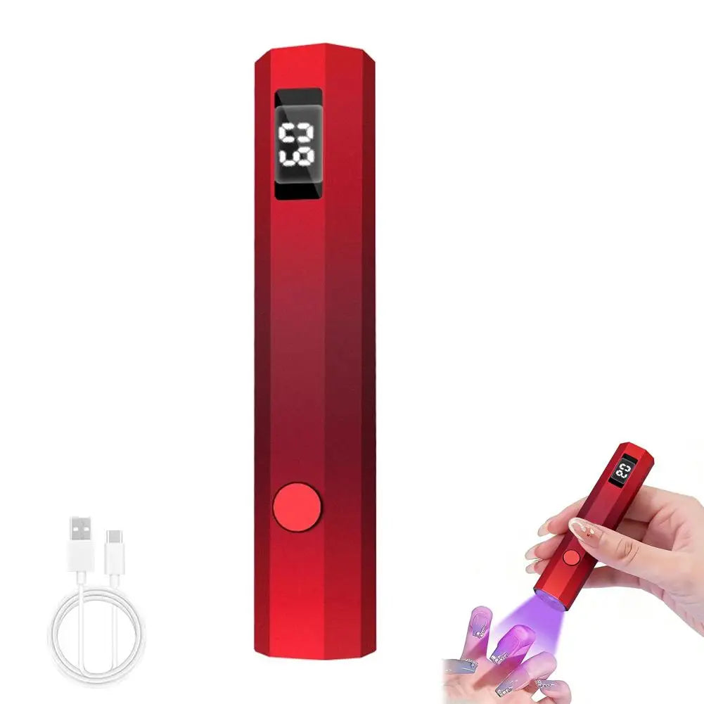 Portable Mini UV Light for Gel Nails, Handheld Cordless UV Nail Lamp with LCD Display,Rechargeable for Gel Polish Home DIY Salon Oasis Select red