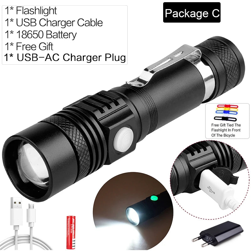 POCKETMAN XHP90.2 LED Tactical Flashlight 3800lm USB Rechargeable