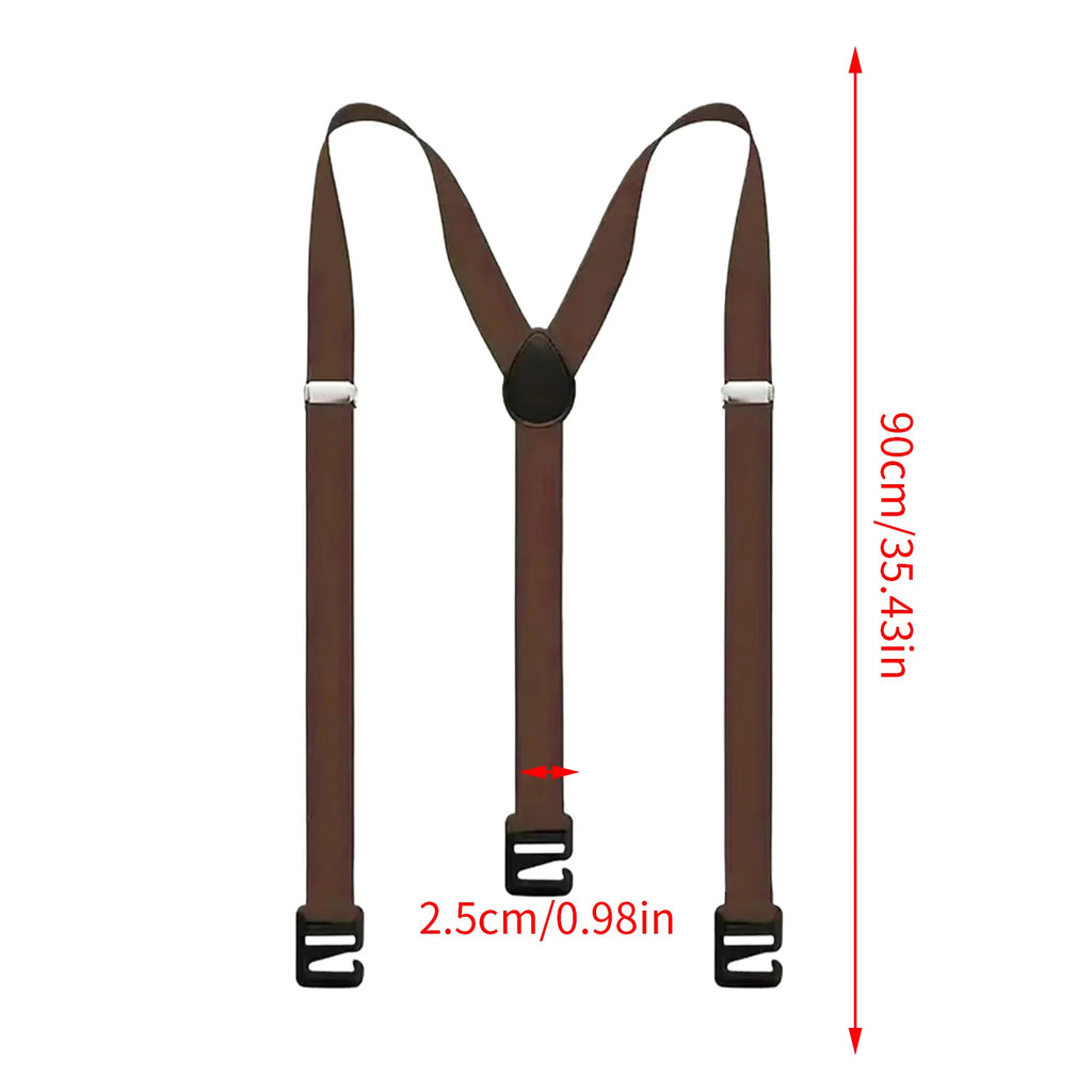 1PC Heavy Duty Suspenders For Men Work Biker Outdoor Wide Y-Back With 3 hooks Hook Adjustable Elastic Trouser Braces Strap Belt Oasis Select Brown