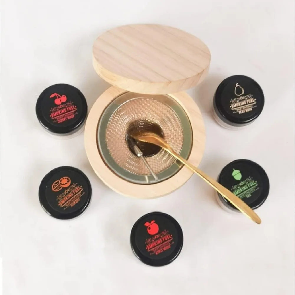 Bar Cocktail Smoker Kit Whiskey Wooden Smoked Wood Hood Smoker For Drinks Kitchen Bar Accessories Tools Smoker Strainer Oasis Select