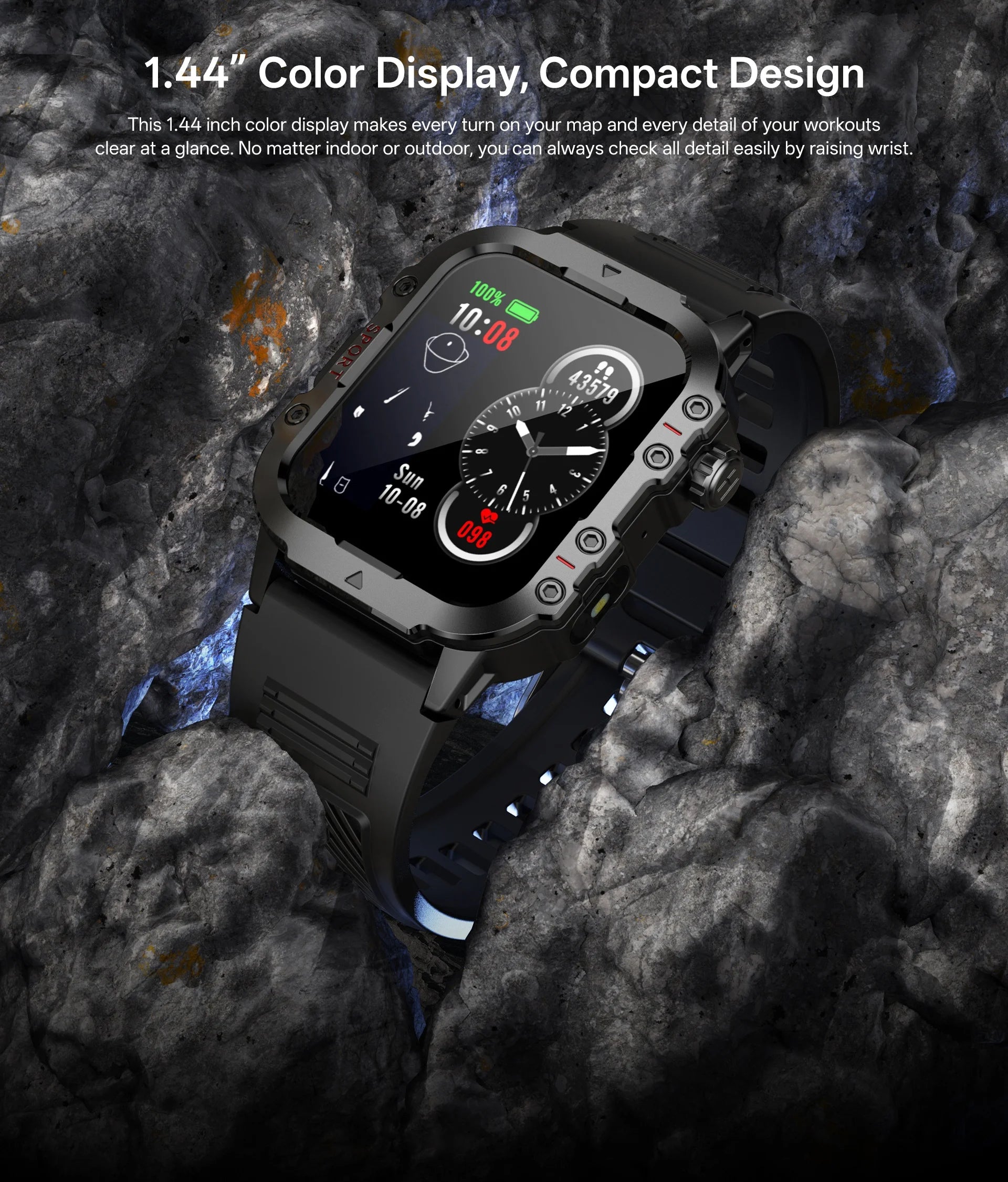 COTAUL Military Smartwatch 1.44" BT Call GPS Fitness Tracker