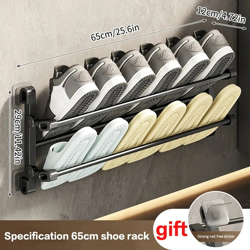 Multifunctional Wall-mounted Shoe Rack Convenient Wall-mounted Design Stainless Steel Foldable Towel Rack Oasis Select C one size