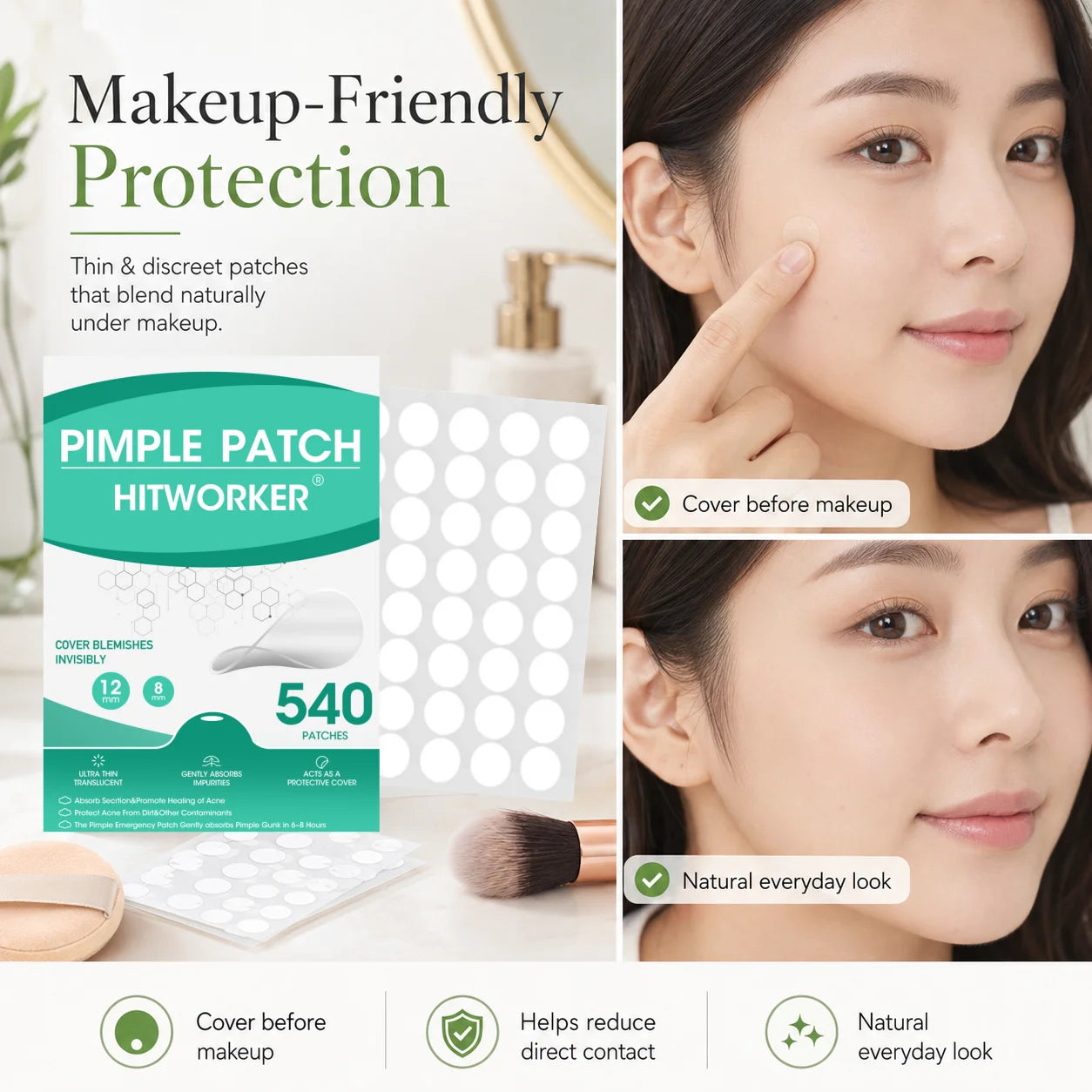 Water gel acne patch, invisible day and night, thin edge design, easy to tear and apply, daily facial care patch Oasis Select