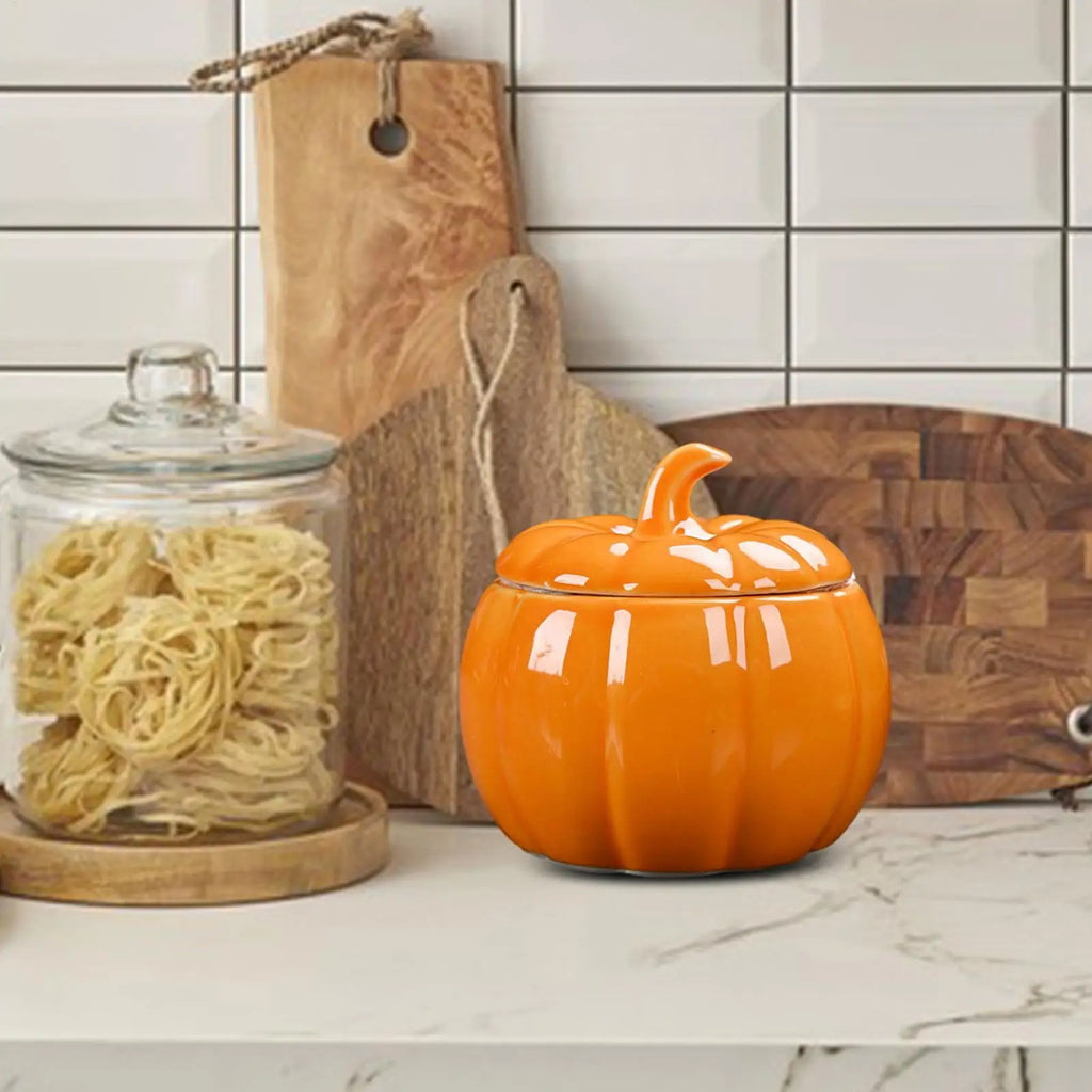 Pumpkin Jar Cookie Jar Pumpkin Ceramic Figurine Thanksgiving Fall Home Decor Harvest Food Canisters for Party Bedroom Living Oasis Select