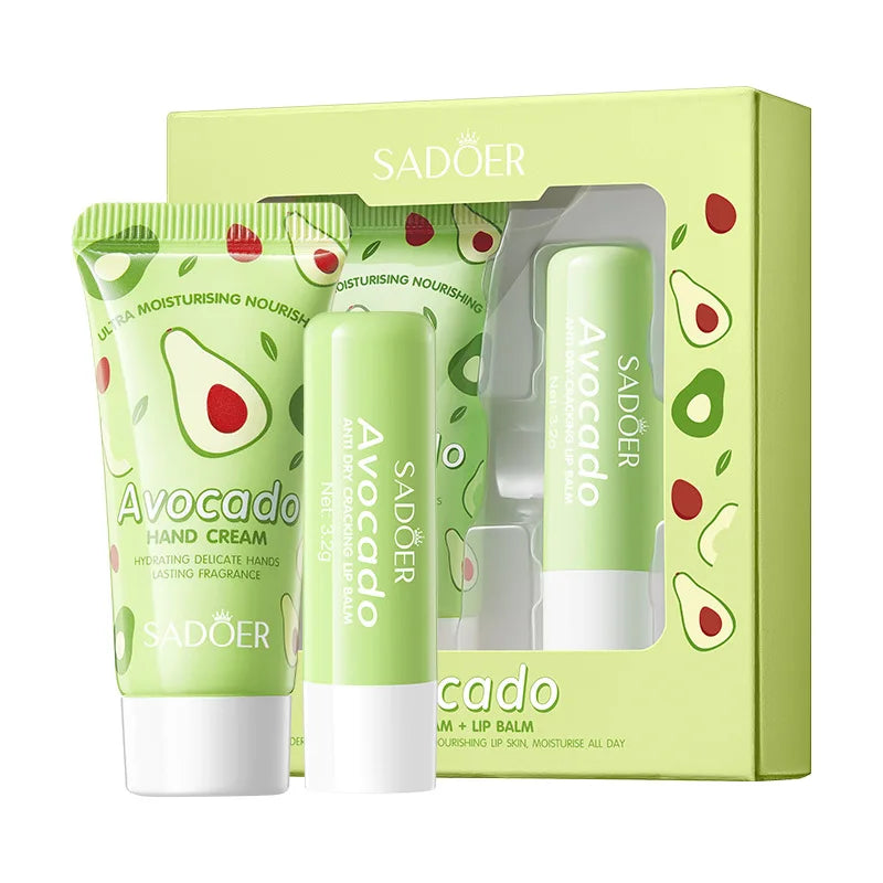 SADOER Avocado Hand Cream & Lip Balm 2-in-1 Skincare Gift Set