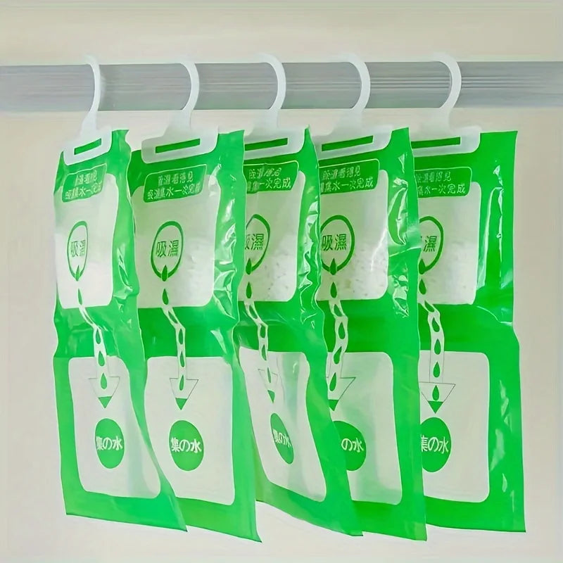 4Pack hanging wardrobe dehumidification bags, non electric moisture absorbing bags, essential household deodorizer Oasis Select