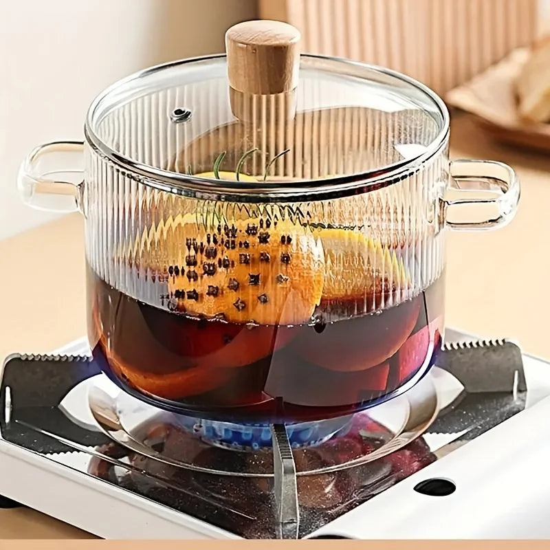 Glass Soup Pot With Double Insulated Handles And Lid 54oz Large Capacity Heat Resistant Glass Cookware For Home Kitchen Oasis Select