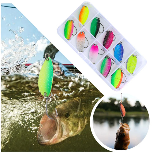 12-Pc Trout Spinner Lure Set – Metal Sequin Hard Bait & Hook Fishing Spinner Lure Oasis Select