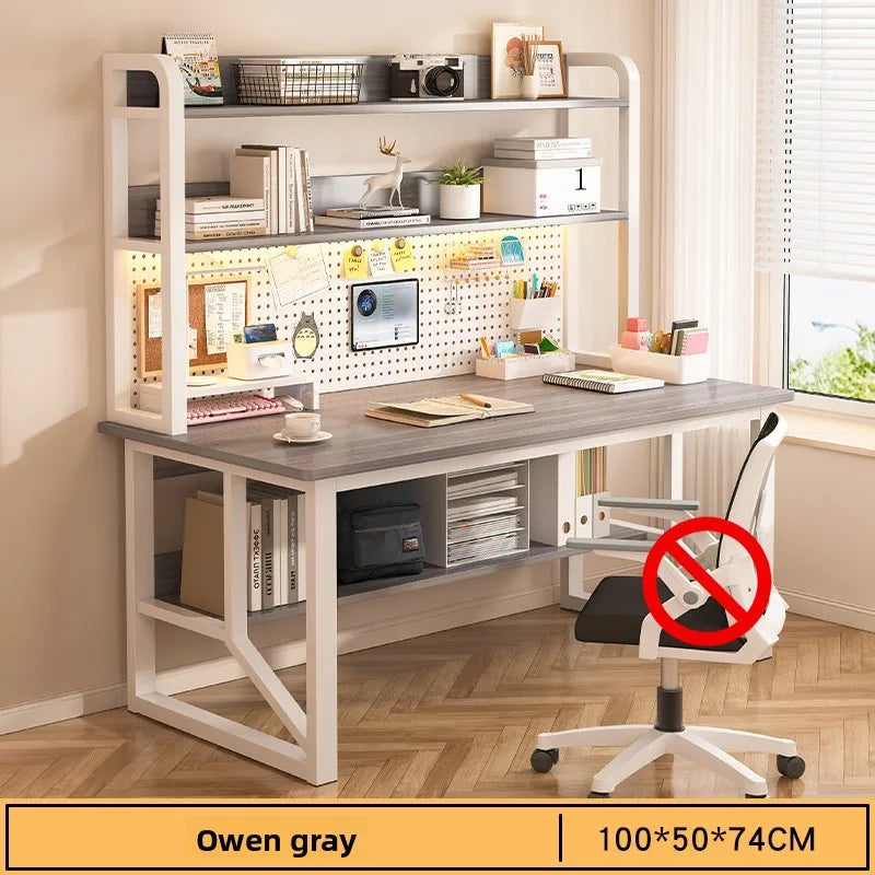 Computer desk, bookshelf, integrated bedroom, learning and writing desk, multi-functional desk with hole board Oasis Select Ash-100CM
