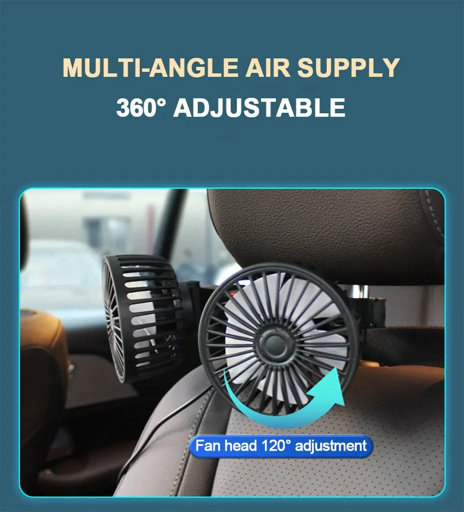3-speed Car Seat Back Cooling Fan USB Charge Dual Head Fan 360 Degree Rotation Neck Cooler for Summer Car Accessories Oasis Select