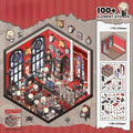 Kawaii 3D Cartoon Miniature Scene Adventure Pocket Cabin Visual Stacking and Pasting Three dimensional Stickers Children Gifts Oasis Select A4