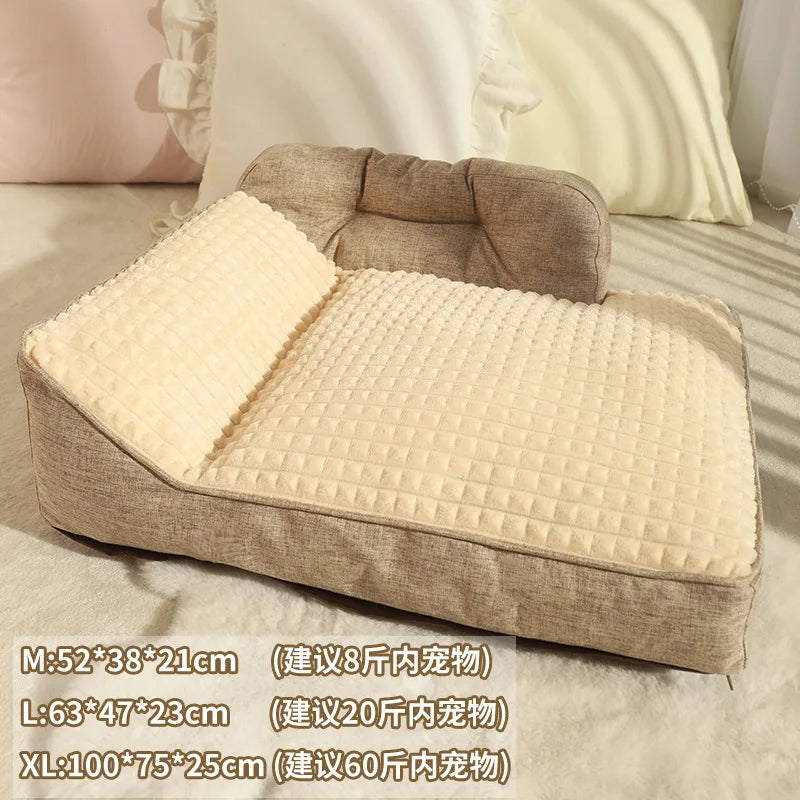 All-Season Large Dog Bed Washable Pet Mat Removable Cover Dog Sleeping Pad Winter Warm Dog Cushion for Big Dogs' Rest Oasis Select Milk beige 63x47x23cm