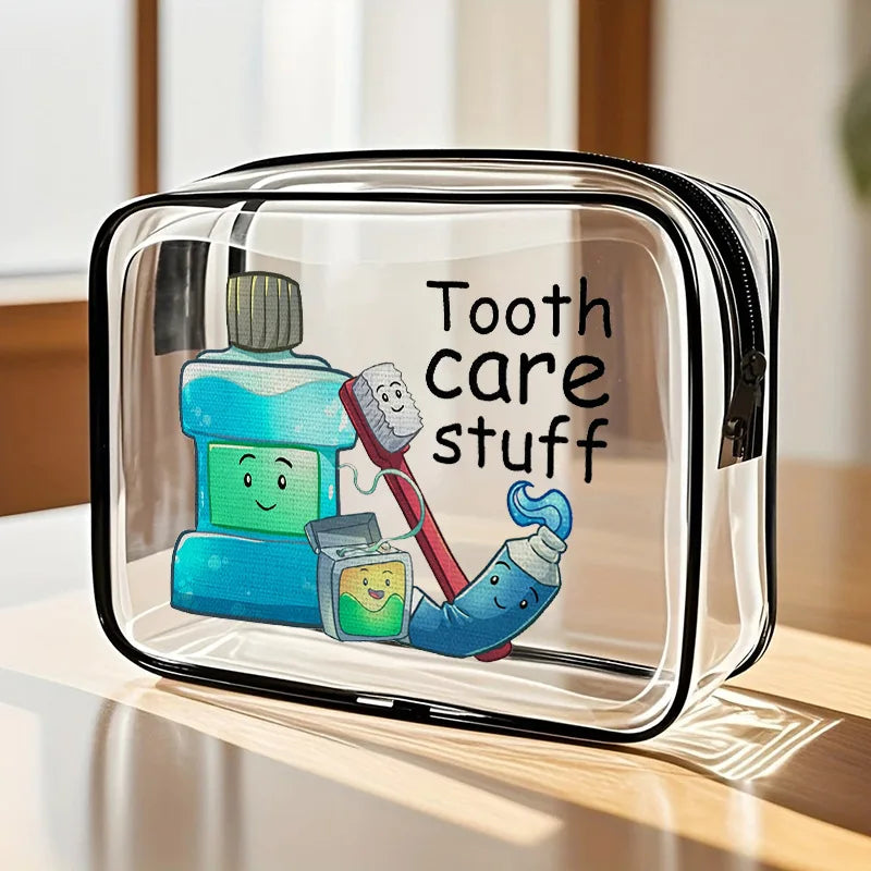 Waterproof Transparent PVC Zipper Makeup Bag Portable Travel Toiletry Storage Bag Cosmetic Organizer Case Cosmetic Bag Oasis Select toothpaste and tooth