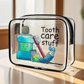 Waterproof Transparent PVC Zipper Makeup Bag Portable Travel Toiletry Storage Bag Cosmetic Organizer Case Cosmetic Bag Oasis Select toothpaste and tooth