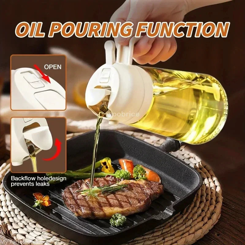 2in1 Oil Sprayer Plastic Bottle for Cooking Anti-leakage Olive Oil Storage Bottle for BBQ Air Fryer Steak Salad Kitchen Supplies Oasis Select