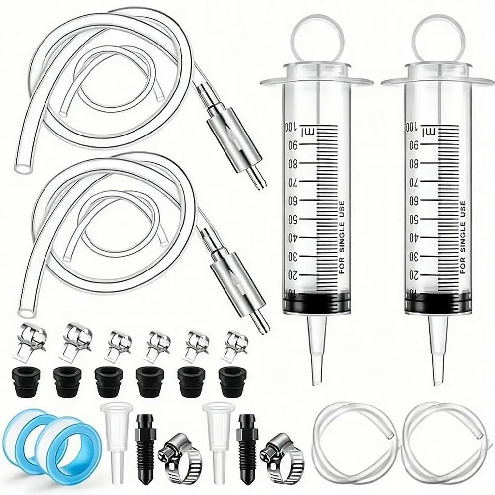 100ml Car Brake Fluid Extractor Syringe Kit With 50CM Hose Oil Pump Motorcycle Maintenance Tools With Clamp Adapter Bleed Screw Oasis Select