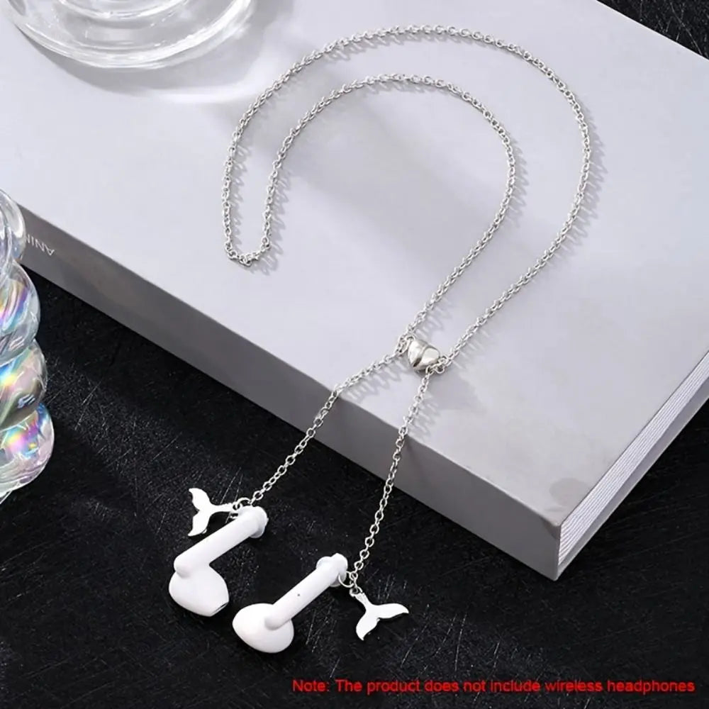 Wireless Earphone Anti-loss Necklace Women's New Design Sense Hanging Neck Wireless Earphone Anti-loss Magic Earphone Chain Oasis Select white-whale tail