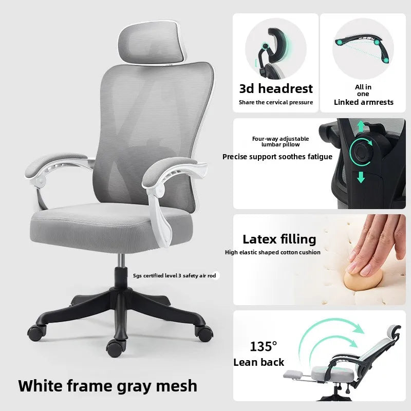 Comfortable computer chair Office chair Ergonomic chair Office chair Lifting reclining chair Oasis Select Rice White