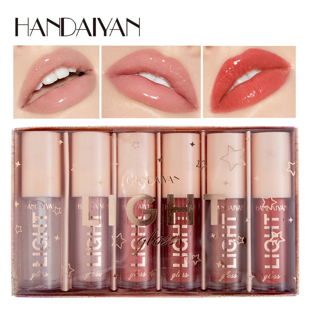 HANDAIYAN 6-Piece Mirror Lip Gloss Set – Long-Lasting & Non-Stick
